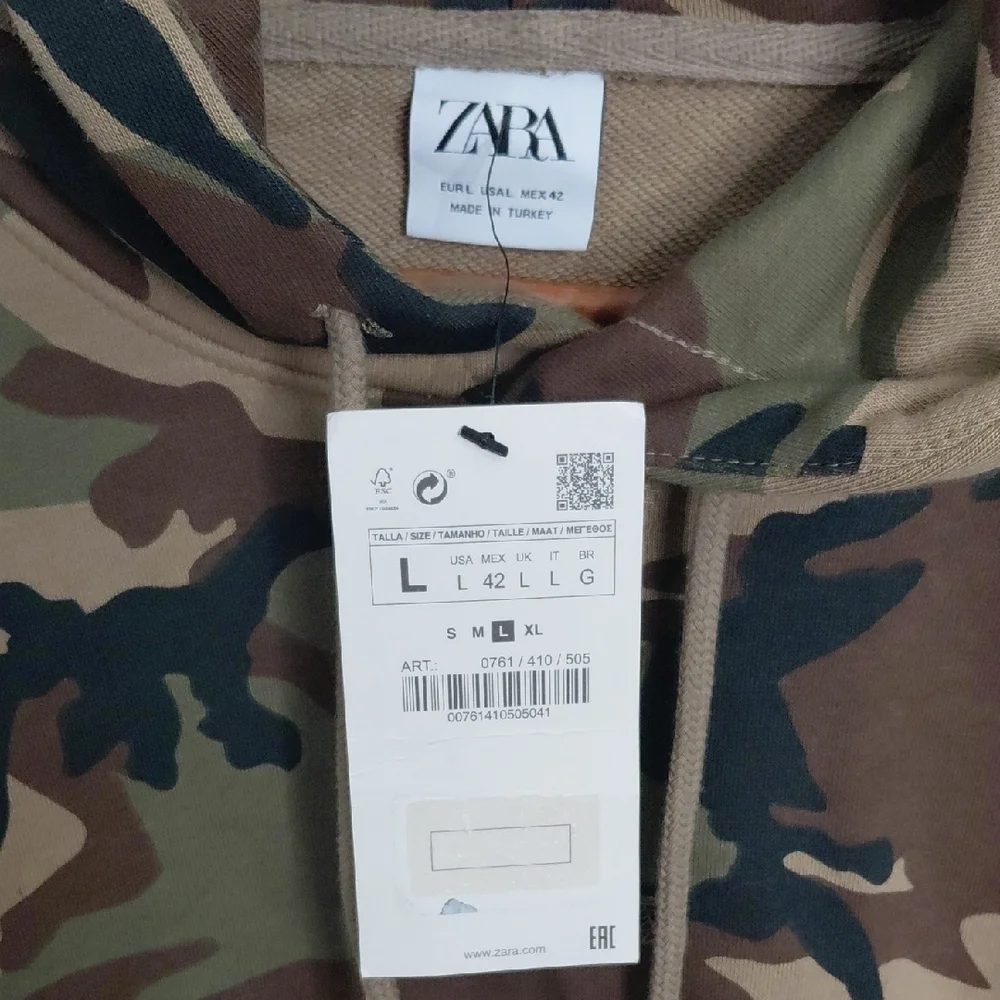 Zara Camouflage Hoodie Sweater - Green and Brown - Picture 3 of 7